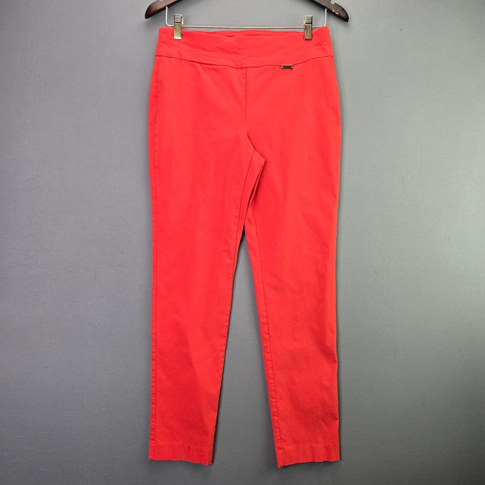 INC International Concepts Pants 10 Coral Red Pull On Stretch Skinny Crop 3904